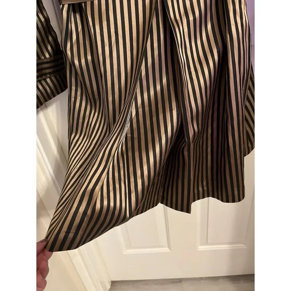 VTG 90s Cache Blazer Jacket Black Gold Striped Belted Satin Finish Mod Disco S/M